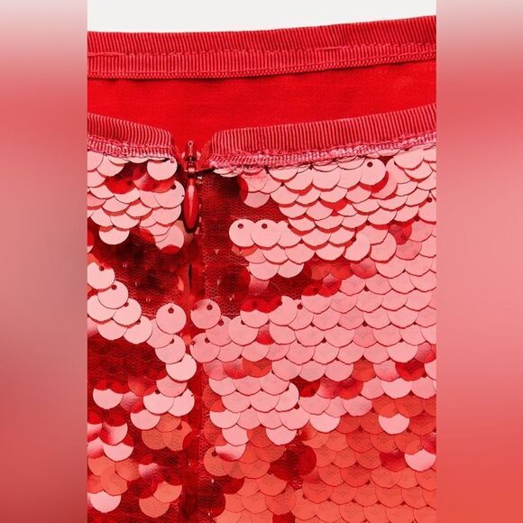 ZARA ZW COLLECTION RED SEQUIN SKIRT - Picture 16 of 16